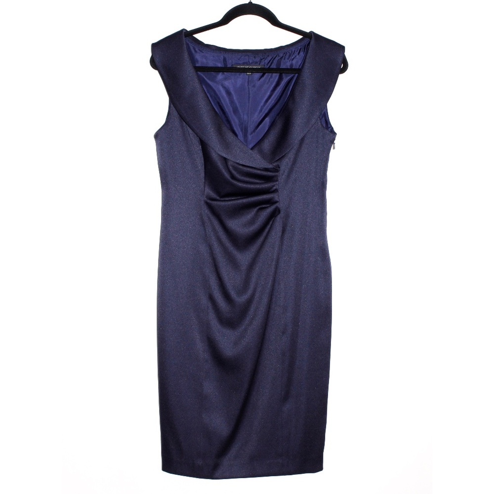 Jones Wear Navy Shawl Collar Dress